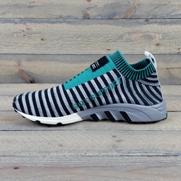 adidas Men's EQT Support SK Originals Primeknit Slip Ons Black Green Grey - Picture 8 of 11
